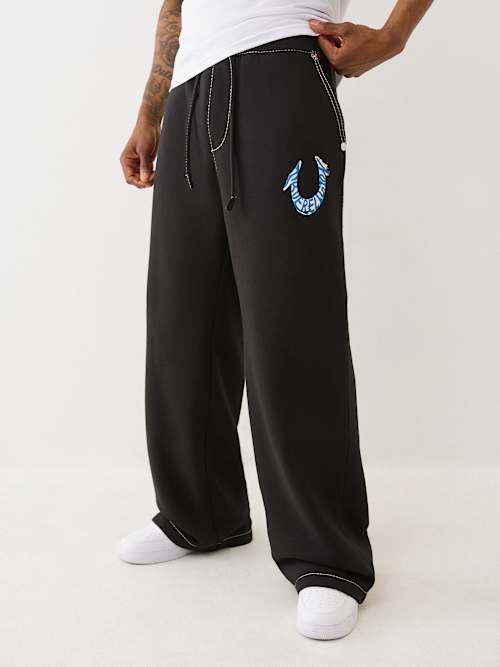 True Religion Painted Horseshoe Baggy Big T Sweatpant In Black