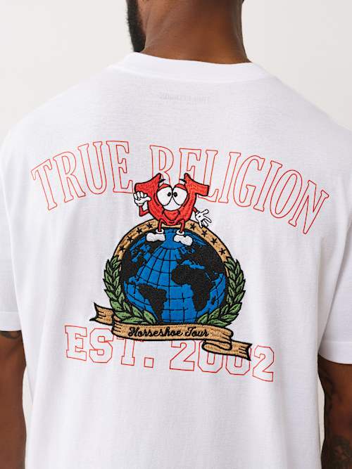 True Religion Men's Shoey World Boxy Graphic T-shirt In White