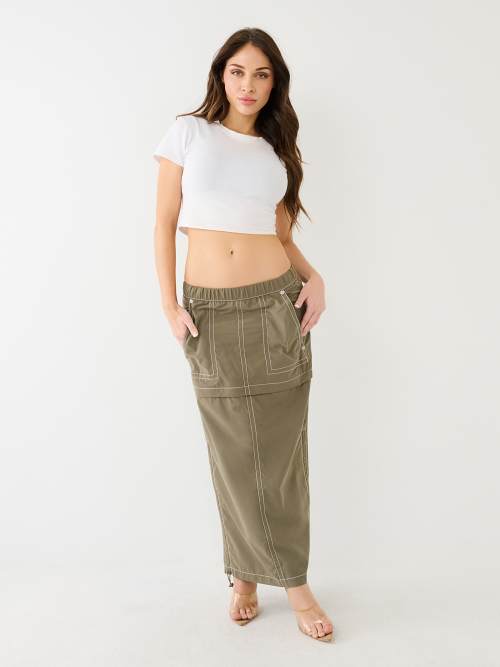 True Religion Women's Convertible Sadie Maxi Cargo Skirt In Brown