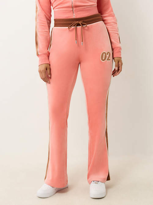 True Religion Women's Velour Panelled Track Pant In Pink