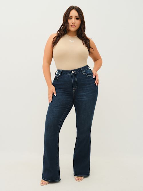 True Religion Women's Plus Becca Mid Rise Bootcut Jean In Blue