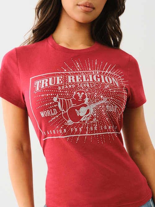 True Religion Women's Crystal Firework World Tour T-shirt