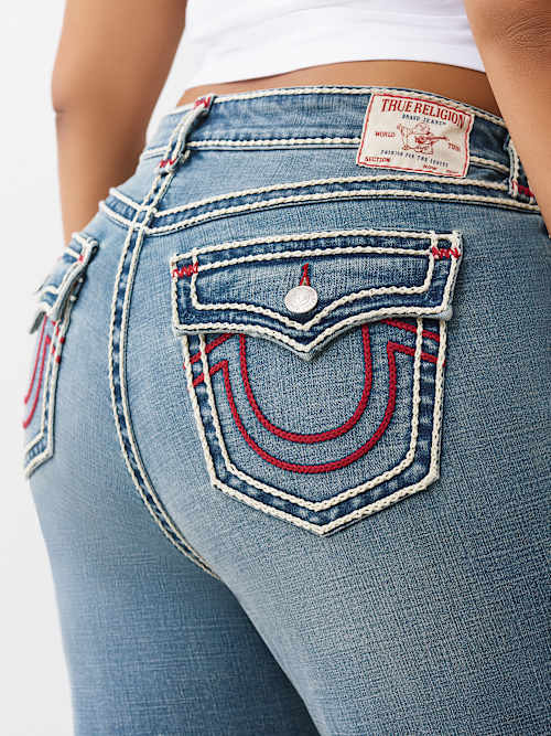 True Religion Plus Billie Rope Stitch Straight Jean In Blue