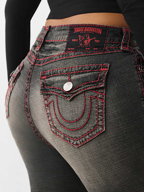 True Religion Women's Plus Becca Mid Rise Super T Bootcut Jean In Black