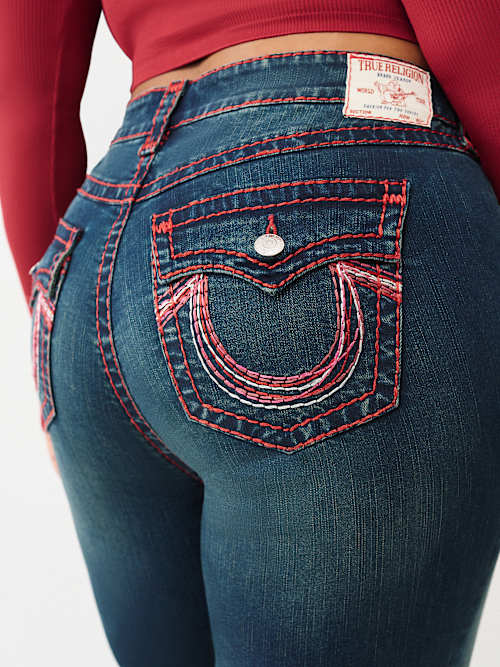 True Religion Women's Plus Jennie Mid Rise Lurex Super T Skinny Jean In Blue