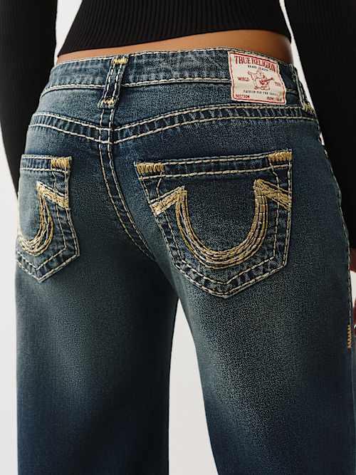 True Religion Bobbi Low Rise Lurex Super T Baggy Jean In Blue