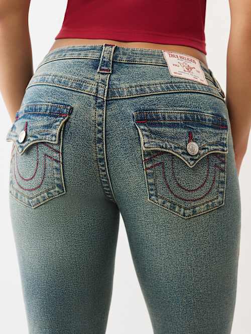 True Religion Women's Becca Mid Rise Flap Bootcut Jean In Multi