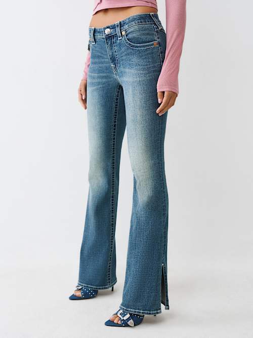 True Religion Women's Side Slit Becca Bootcut Flap Jean In Animal Print