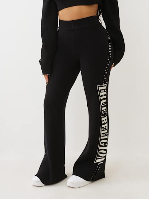 True Religion Women's Jacquard Relaxed Sweatpant In Black
