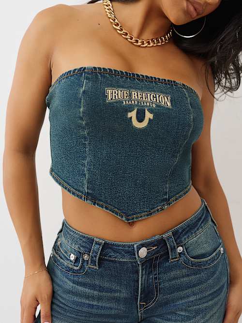 True Religion Women's Denim Bandeau Top