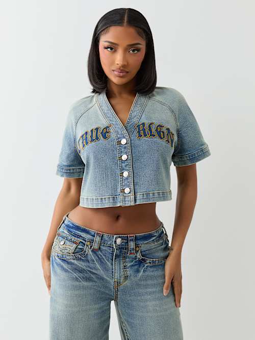 True Religion Women's Denim Jersey Shirt