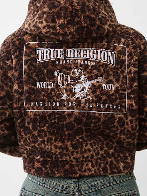 True Religion Women's Leopard Half-zip Hoodie In Brown
