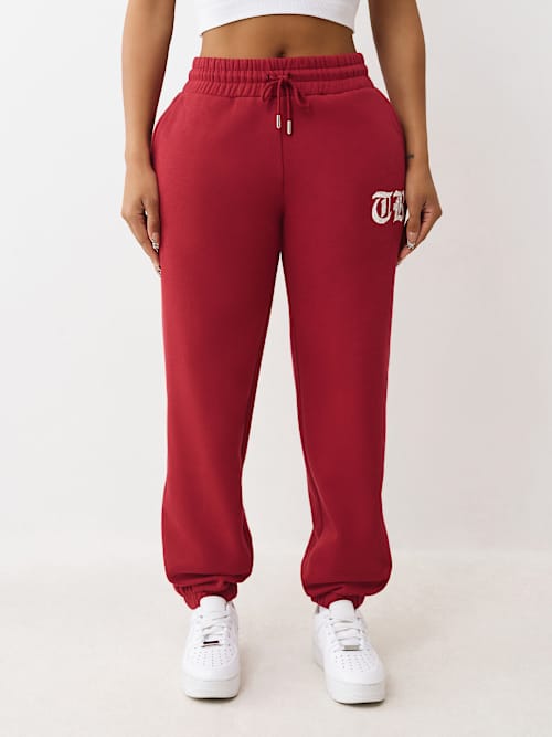 True Religion Women's Crystal Boyfriend Jogger In Red