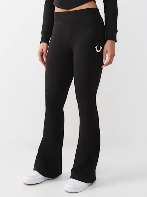 True Religion Women's French Terry Bootcut Sweatpant In Black