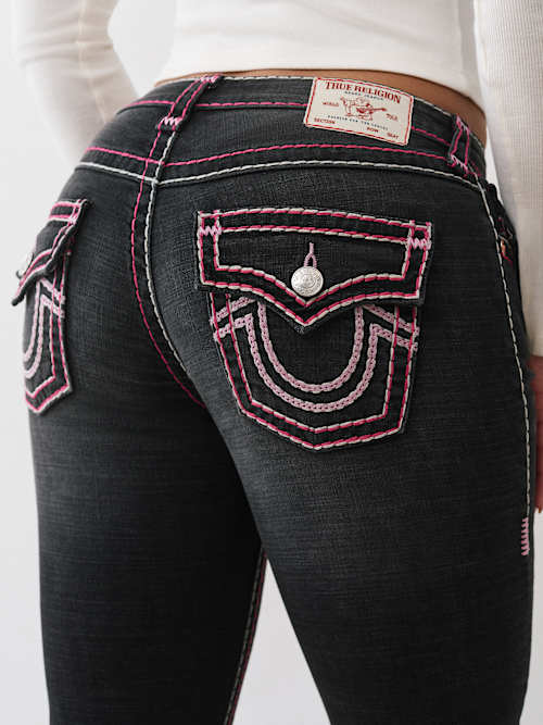 True Religion Women's Becca Mid Rise Super T Bootcut Jean In Black