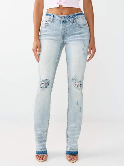 True Religion Women's Billie Mid Rise Straight Jean In Blue