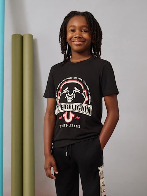 True Religion Boys Happy Buddha T-shirt In Black
