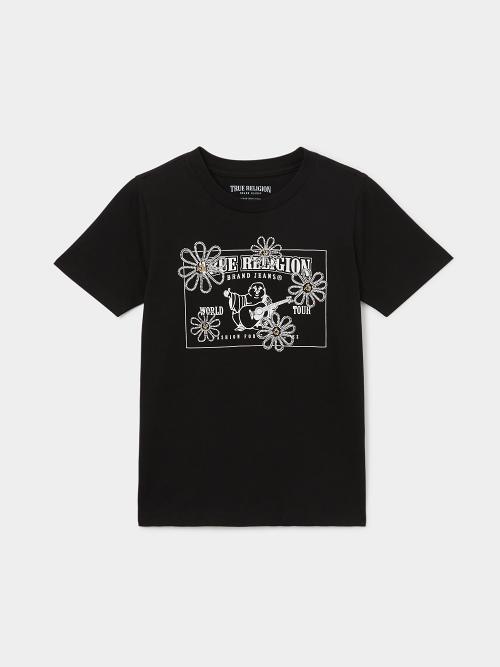 True Religion Girls Sparkle Daisy T-shirt In Black