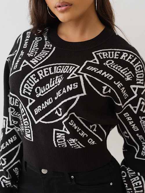 True Religion Women's Monogram Jaquard Sweater In Black