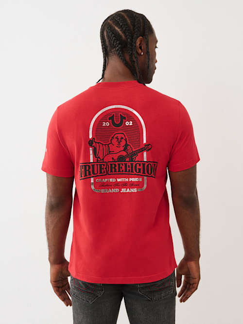 True Religion Men's Buddha Arched Logo T-shirt In Red