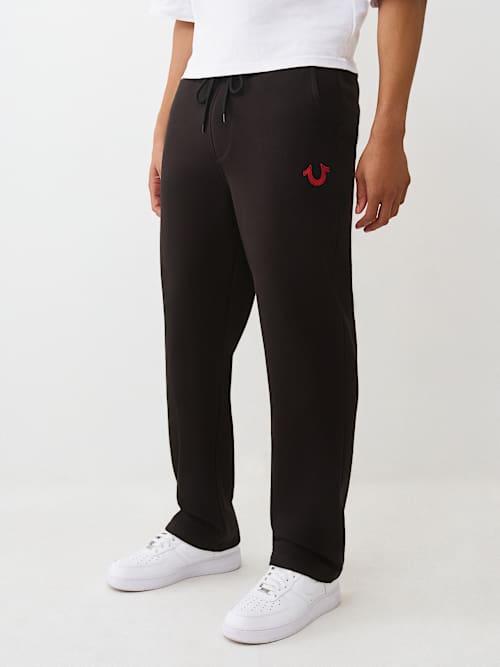 True Religion Horseshoe Embroidered Straight Sweatpant In Black