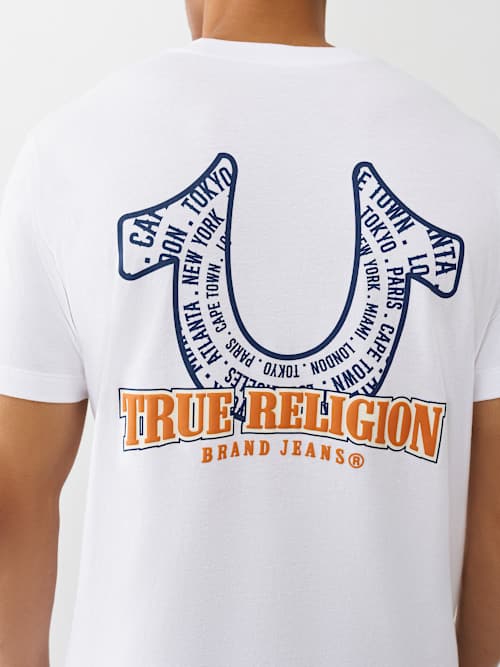 True Religion Men's Spiral Horseshoe Graphic T-shirt In White