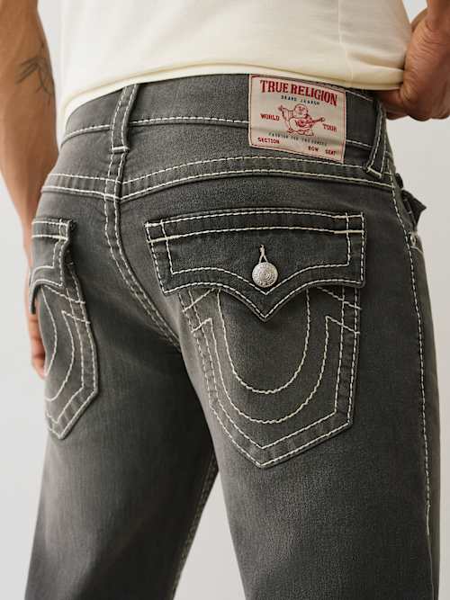 True Religion Geno Big T Flap Slim Jean In Gray