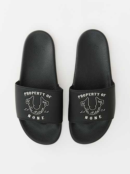 True Religion Property Of None Horseshoe Slides In Black