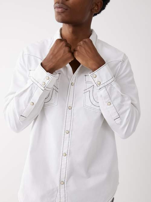 True religion white store button up shirt