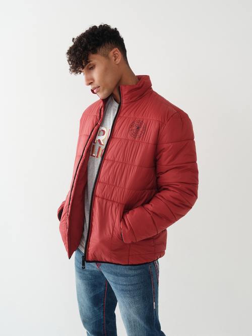 True religion cheap red puffer jacket