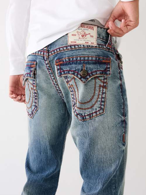 True Religion Hand Picked Straight Back Flap Zipper Pocket Mens