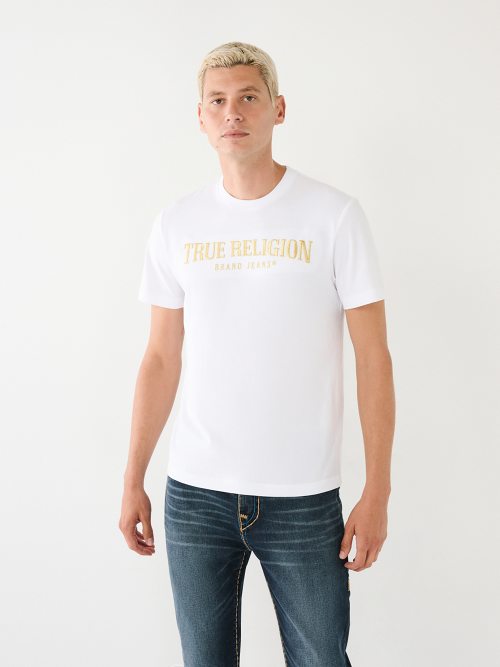 White and orange 2024 true religion shirt