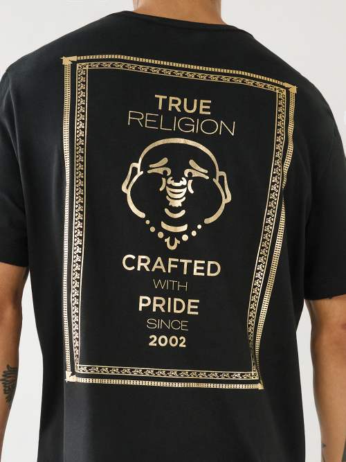 Buy True Religion Men's Short Sleeve Stud Embellished Immortal Tee, Washed  Black, XXXL at