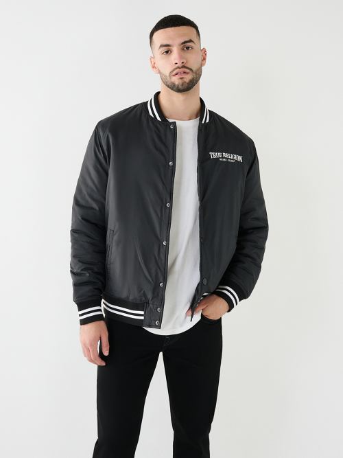 HOODED VARSITY JACKET