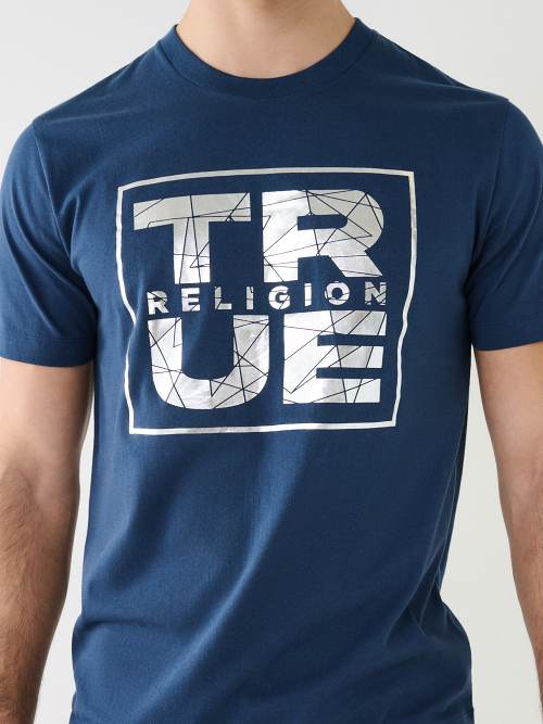 True Religion Men's Copper Snake Tee T-Shirt in Metallic Foil Print