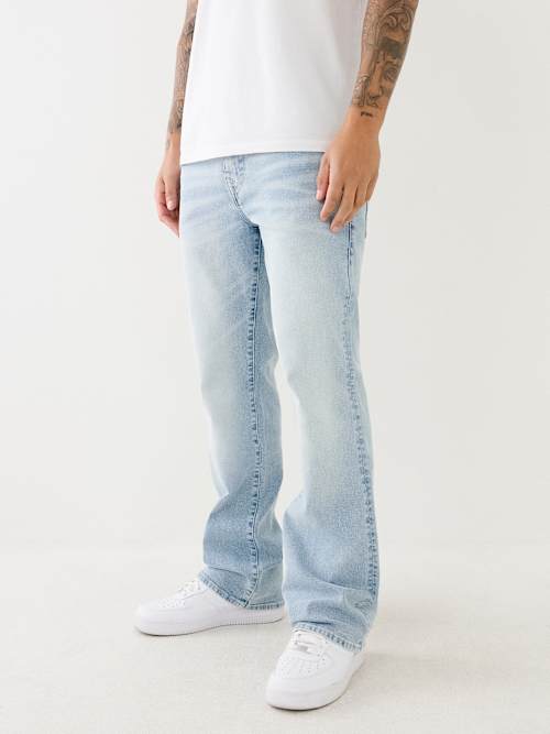 16 Jeans Men's Flame Print Jeans Snow Washed Light Blue Denim