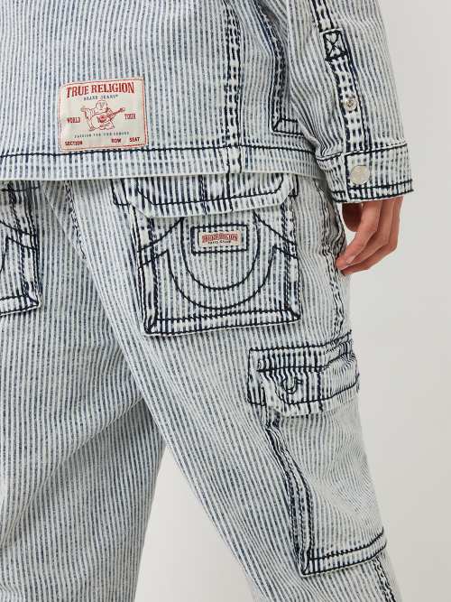 HICKORY STRIPE BAGGY CARGO PANT