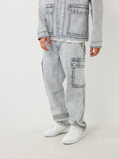 HICKORY STRIPE BAGGY CARGO PANT