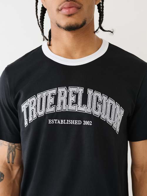 EMBROIDERED TR LOGO RINGER TEE