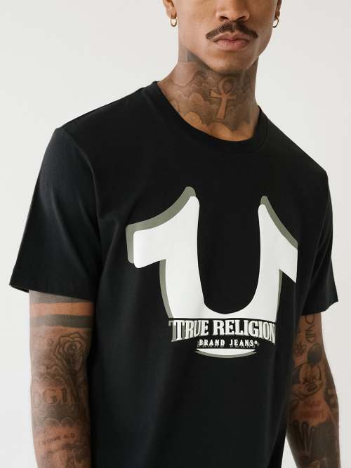 Buy True Religion Men's Short Sleeve Stud Embellished Immortal Tee, Washed  Black, XXXL at