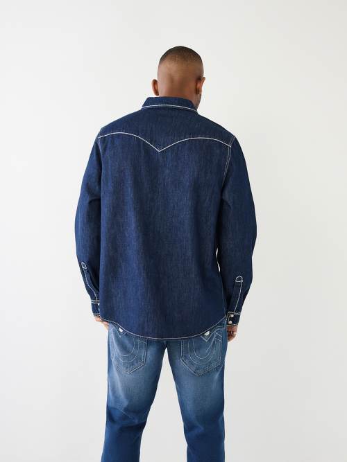 True religion best sale denim shirt mens