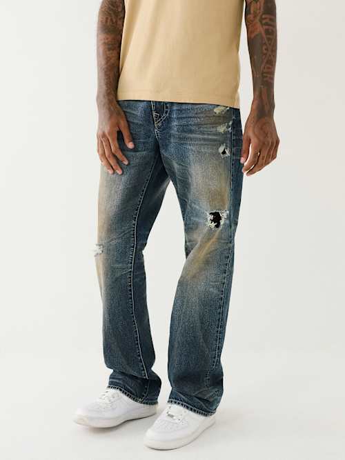 Mens ripped best sale jeans true religion