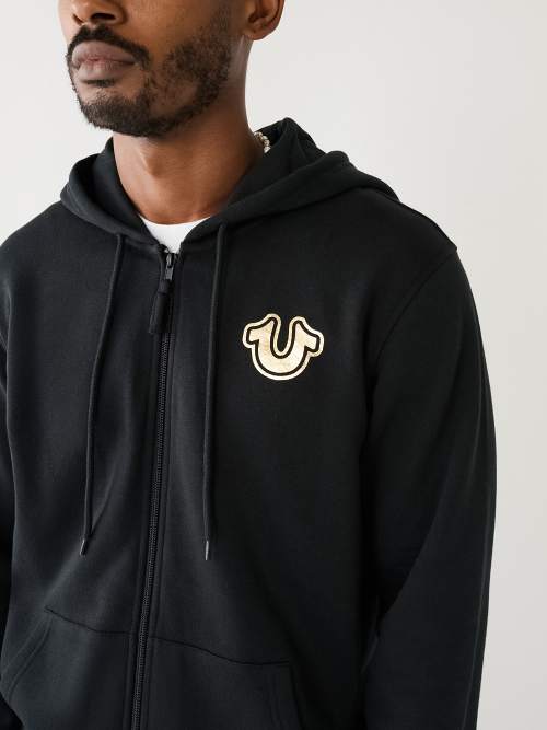METALLIC BUDDHA LOGO ZIP HOODIE