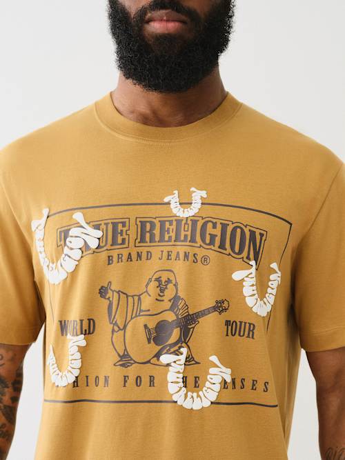 ФУТБОЛКА В ВИДЕ ПОДКОВЫ С ПЫШНЫМ ПРИНТОМ