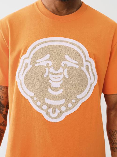 CAMISETA CON ROSTRO DE BUDDHA BORDADO EN PUNTO DE CADENA