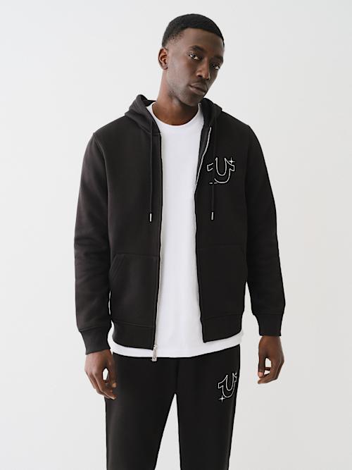 SUDADERA CON CAPUCHA Y CIERRE CON LOGOTIPO DE BUDDHA Y ESTRELLA