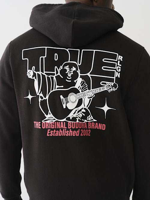 SUDADERA CON CAPUCHA Y CIERRE CON LOGOTIPO DE BUDDHA Y ESTRELLA