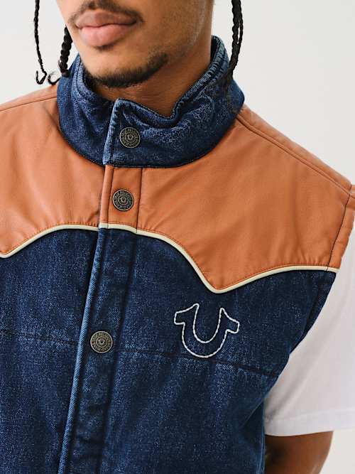 WESTERN DENIM PUFFER VEST
