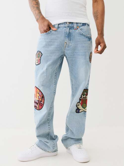 BILLY DISTRESSED PATCH BOOTCUT JEAN