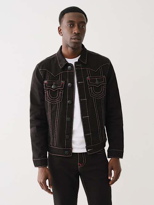 All black true religion jean jacket hotsell